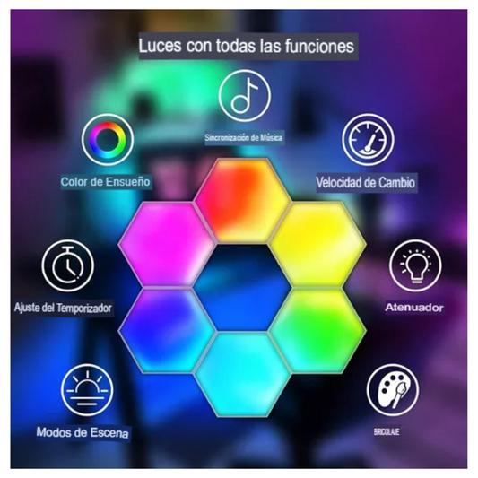 Luces Hexagonales Modulares 5 Modos LED