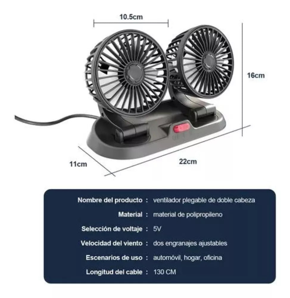 Ventilador Escritorio Usb Doble Cabezal